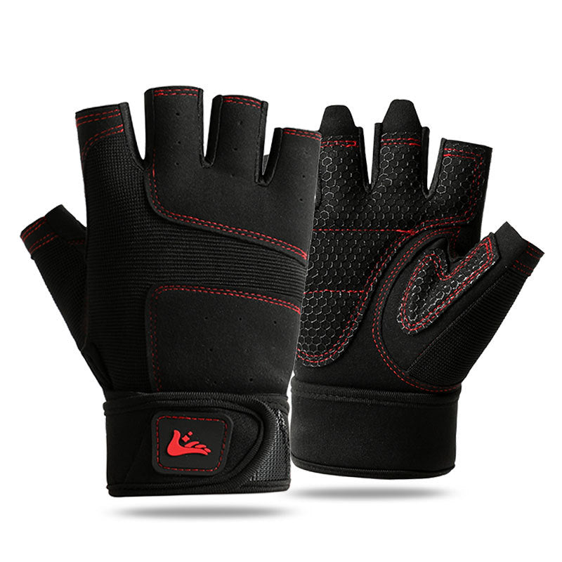 Fitness gloves men's outdoor rock climbing non-slip wear-resistant anti-cocoon half finger horizontal bar dumbbell training extended wristband breathable
