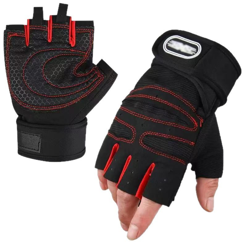 Fitness Gloves Half-Finger Men's and Women's Non-Slip Breathable Summer Weightlifting Hand Guards Dumbbell Equipment Training Long Wrist Cycling Gloves