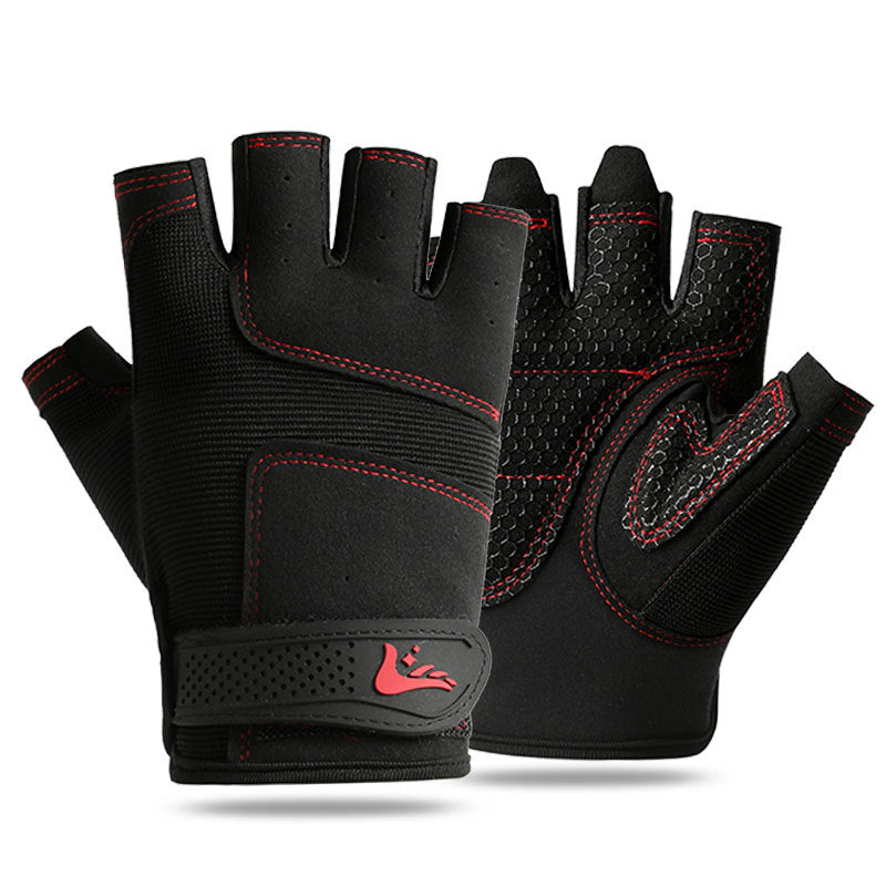 Fitness gloves men's outdoor rock climbing non-slip wear-resistant anti-cocoon half finger horizontal bar dumbbell training extended wristband breathable