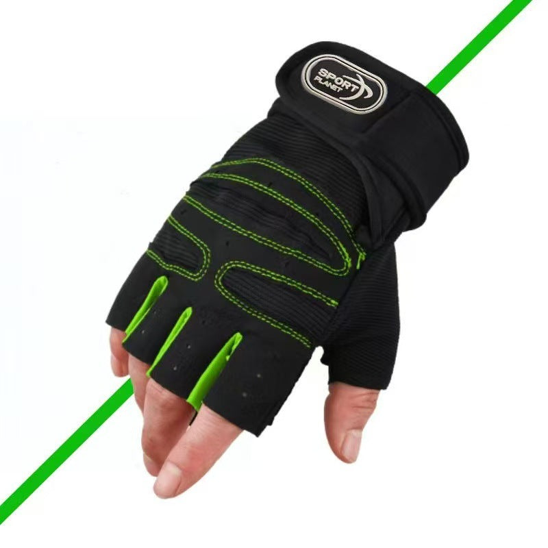 Fitness Gloves Half-Finger Men's and Women's Non-Slip Breathable Summer Weightlifting Hand Guards Dumbbell Equipment Training Long Wrist Cycling Gloves
