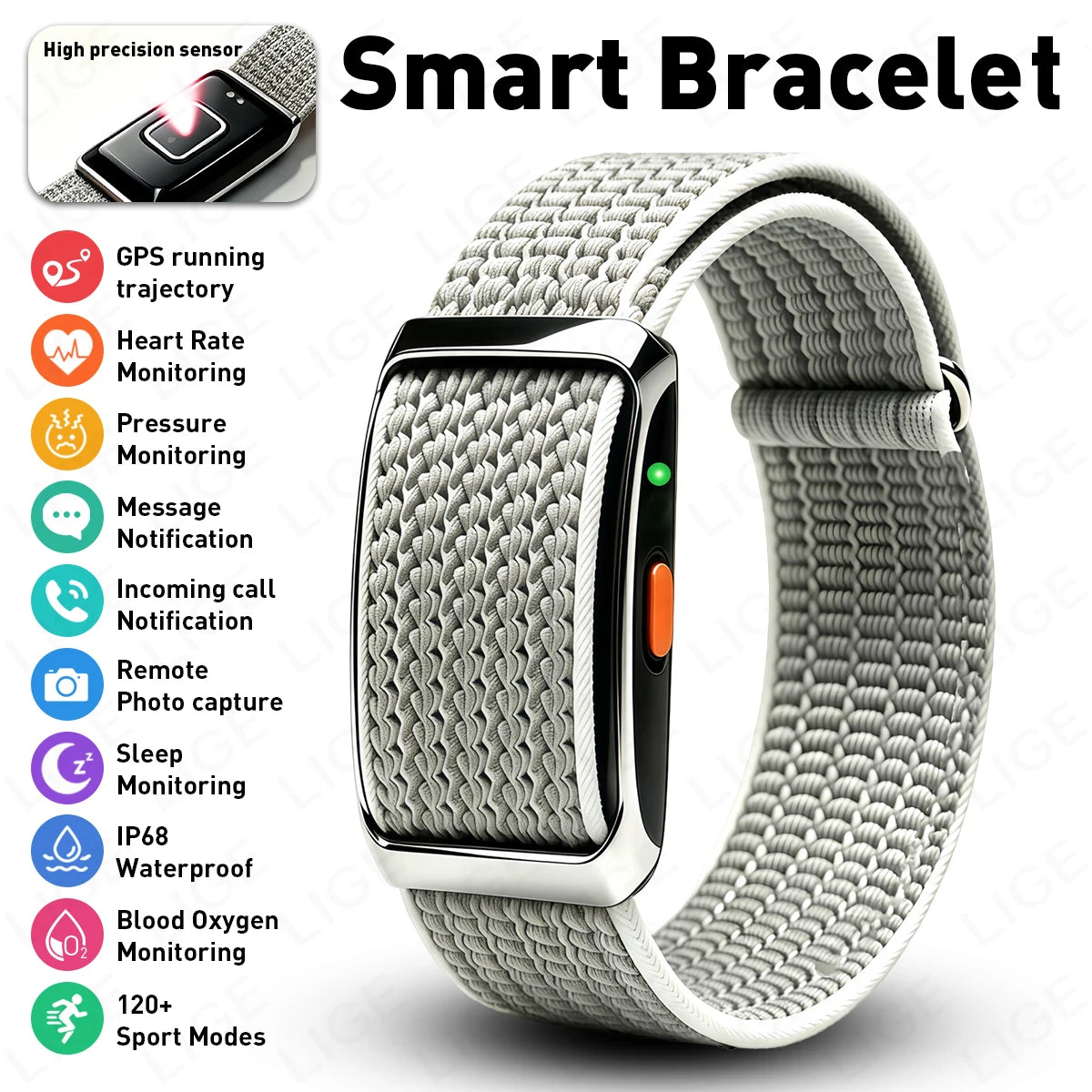 Fitness Tracker Bluetooth Connected Smart Bracelet Sport Wristband Health Sleep Monitoring Smart Watch For iOS Android Women Men