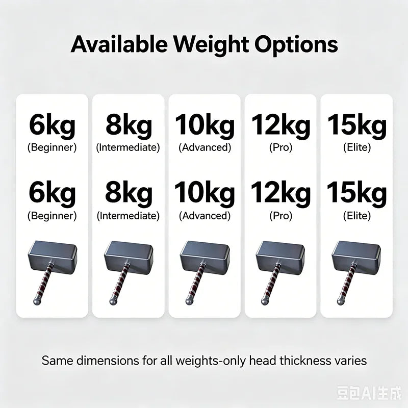 Fitness Hammer Kettlebell Non-slip Square Mace Bell Thor's Hammer Steel Dumbbells Stick Indian Clubbell Arm Exerciser Dumbbell