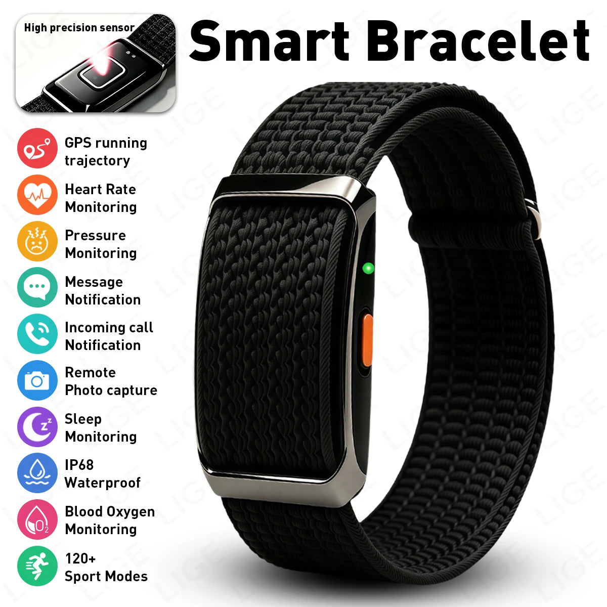 Fitness Tracker Bluetooth Connected Smart Bracelet Sport Wristband Health Sleep Monitoring Smart Watch For iOS Android Women Men